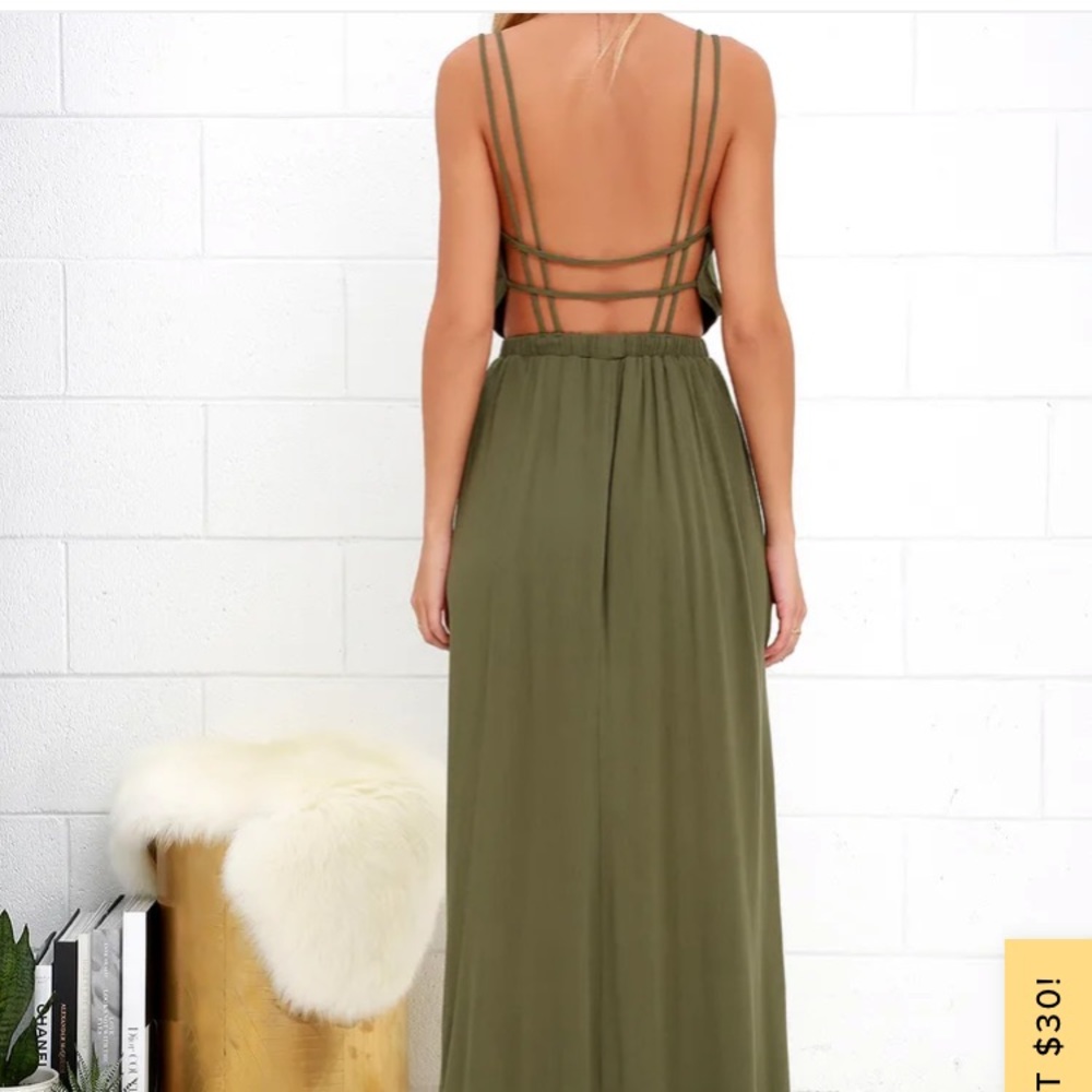 Lulus Paradise Olive Green Maxi Dress